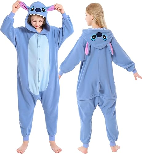 Polyster, disfraz unisex de Halloween para niños, disfraz para cosplay de animé, de una pieza para niñas y niños de 10 a 12 años (10 (125 #), azul)