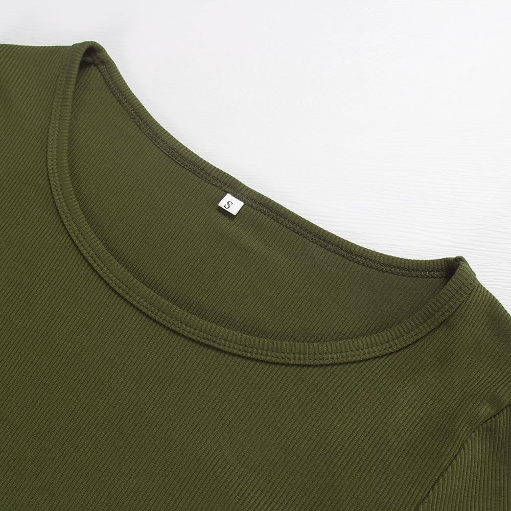 Artfish Women's Casual Basic Ribbed T-Shirts Slim Fitted Boat Neck Long Sleeve Crop Top - Image 3