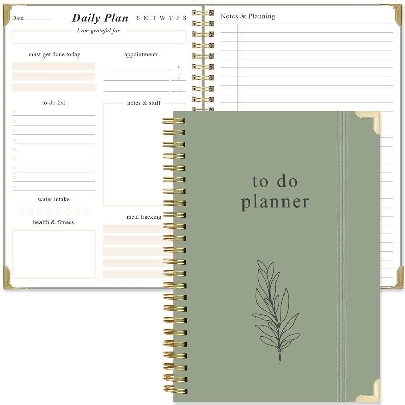 To Do List Notebook - Aesthetic Daily Planner to Easily Organize Your Tasks And Boost Productivity - Undated Planner for School or Office Supplies, 5.8" x 8.5", Green