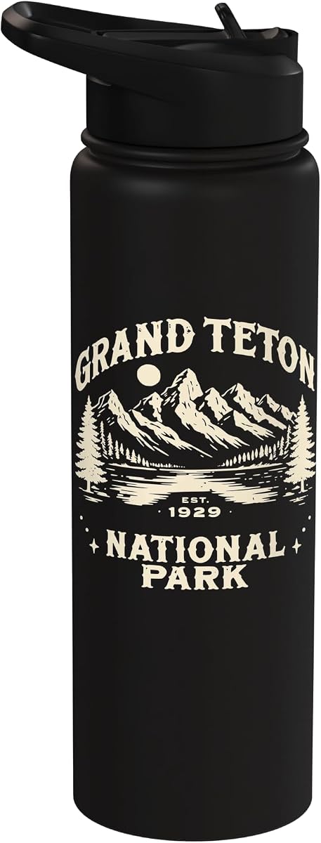 Botella de agua aislada de acero inoxidable del Parque Nacional Grand Teton