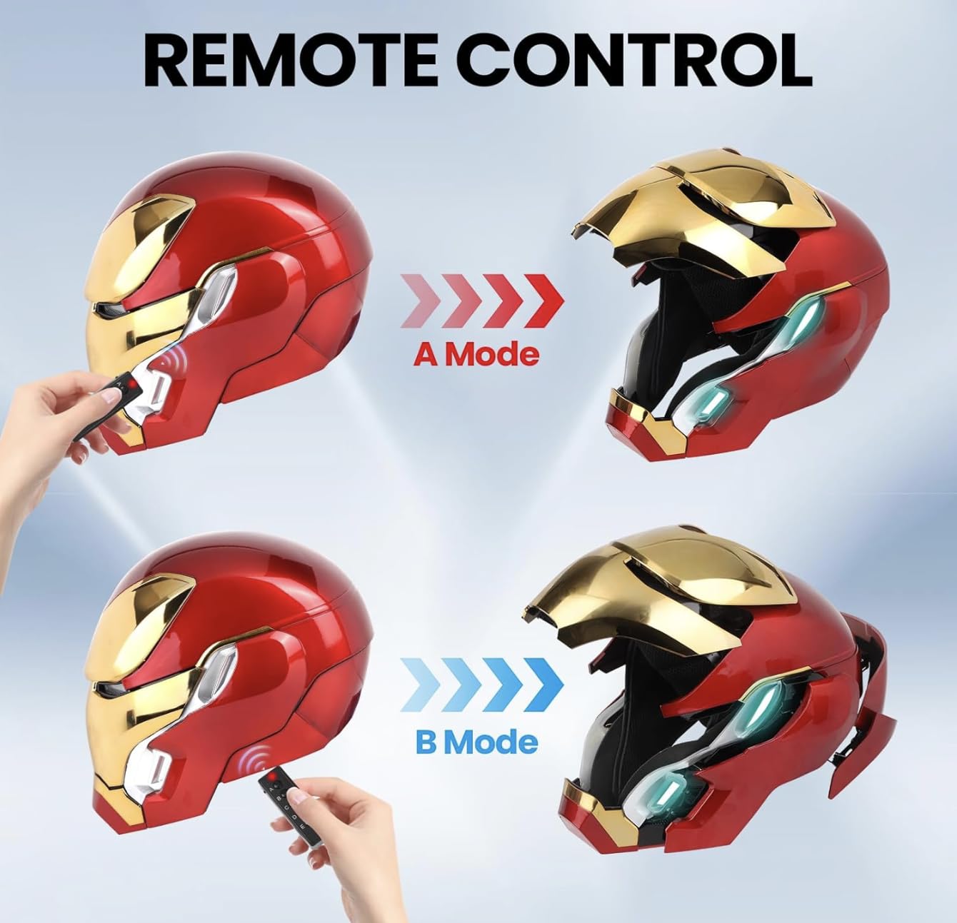 Casco portatile MK 50 1:1 - Voce, tatto e telecomando con occhi LED, effetti sonori realistici, pannelli mobili di schiena e orecchie, perfetto per cosplay e figure da collezione