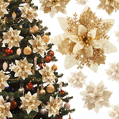 WEISPARK Poinsettia Christmas Decorations Flowers - 12Pcs...