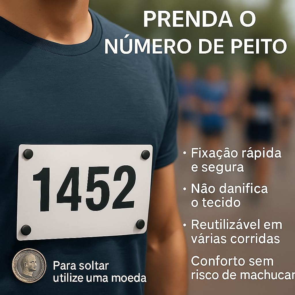 Botões de Fixação Para Número de Peito Corrida – Kit 4 Unidades Reutilizáveis