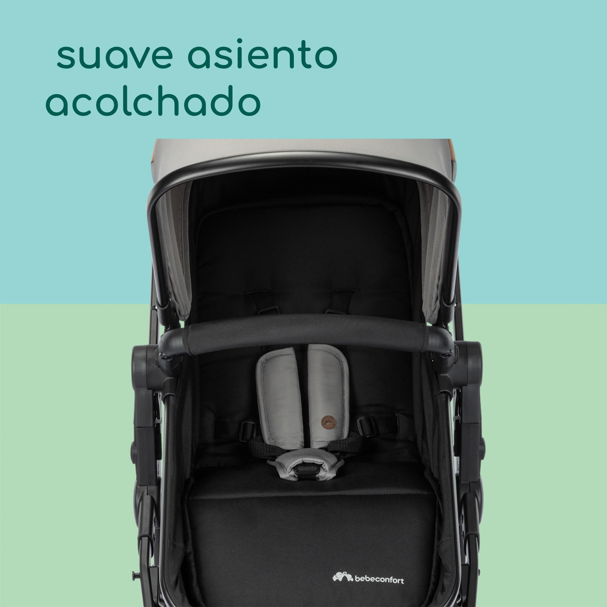 Bebeconfort Haze Trio Lux, Carrito Bebe 3 en 1 con Silla Coche Bebé i-Size, 0-4 Años Máx. 22 kg, Asiento 2 en 1 reversible, Reclinación Total, Plegado Compacto, Silla de Paseo Ligera, Tinted Grey