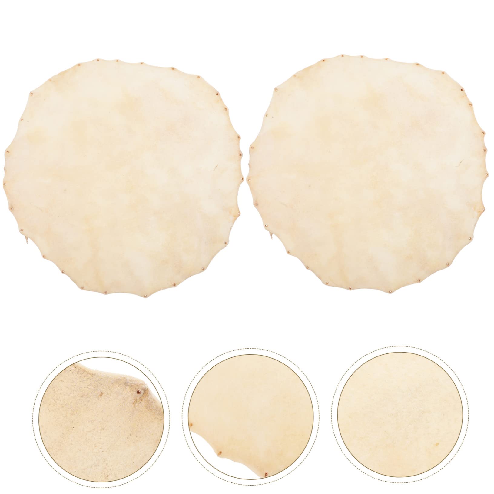 FAVOMOTO 2pc Drum Covers Genuine Leather Drum Heads Replacement for Hand Drums Design for Practice and Performances