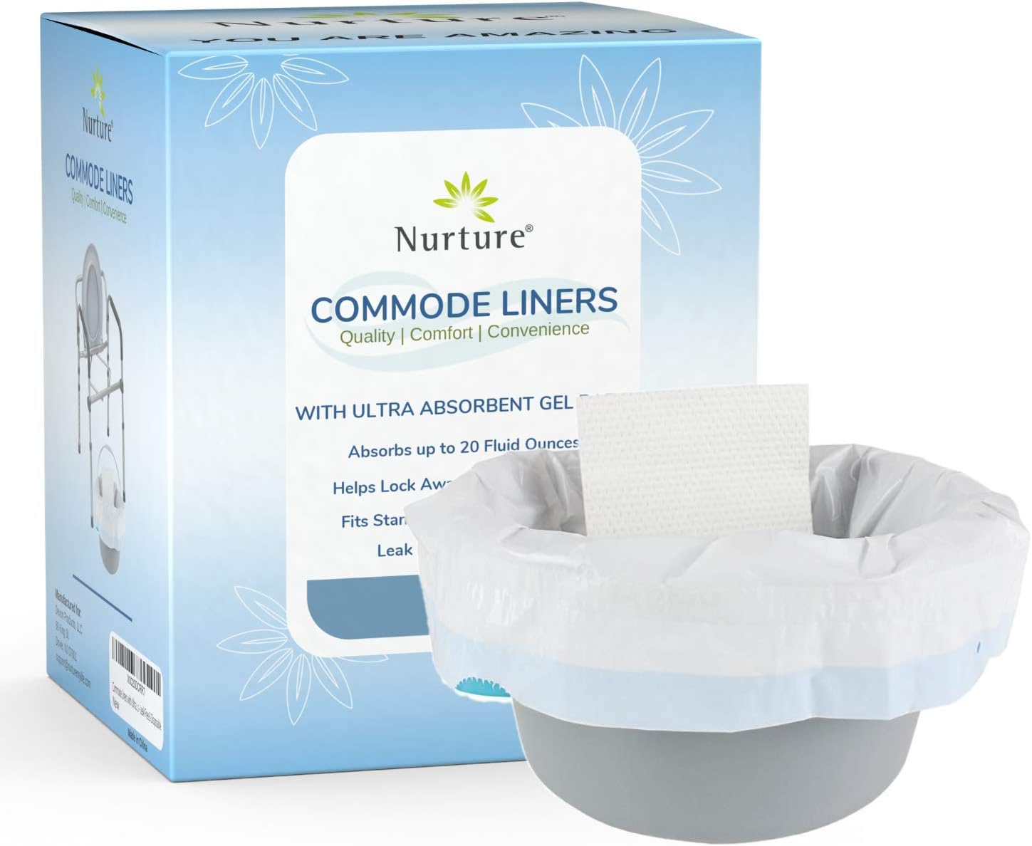 Ultra-Absorbent Disposable Commode Liners (20 Fl Oz Absorbency) | Extra Thick Leak-Proof Bags for Bedroom and Bathroom Toilets, Commodes and Buckets – Elderly, Sick, Nurses & Caregivers – 24 Pack: Health & Personal Care