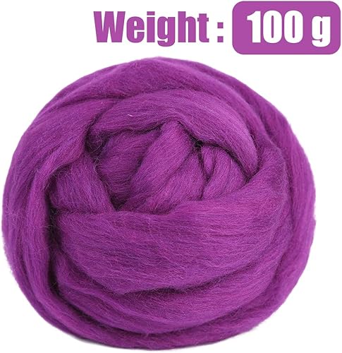 Vista 48 de 3.53 oz lana Roving, suministros de fieltro de lana, lana pura, hilo grueso, hilado de lana giratoria para fieltro de aguja, fieltro húmedo, Blanco