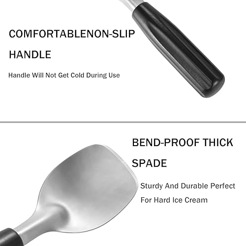 Vista 3 de 2 piezas de pala para helado, pala de helado, paleta de helado de acero inoxidable con mango de plástico, resistente y duradero, a prueba de doblez