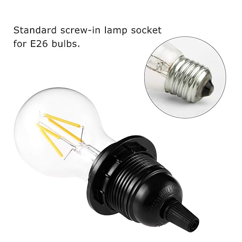 Miniatura 4 de Mornajina Paquete de 18 enchufes de luz E27/E26, enchufe de repuesto, enchufe de bombilla, soporte de lámpara colgante Edison retro, enchufe mediano