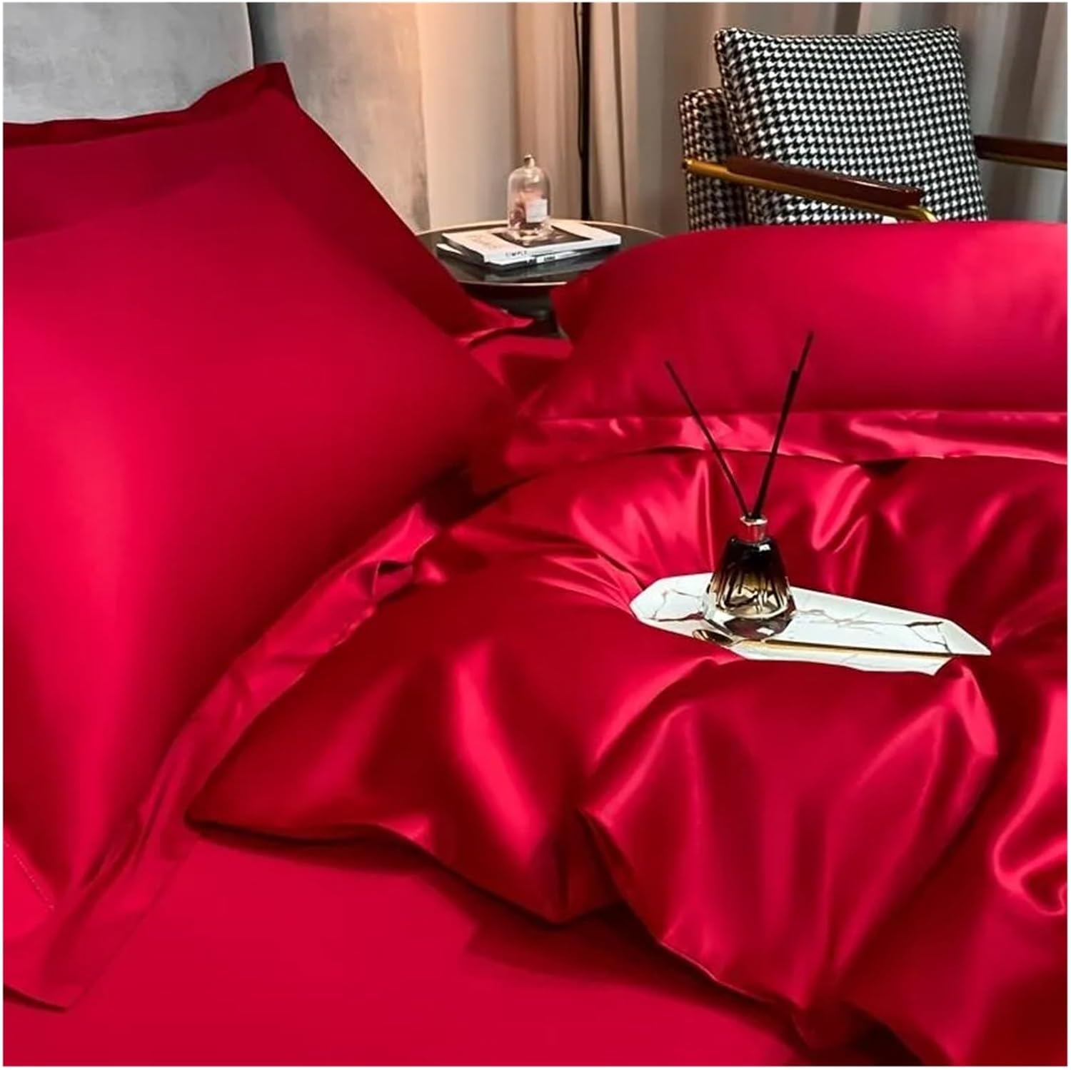 1000TC Long Staple Cotton Premium Bedding Set Luxury Quality Soft Super King Family Size Plain Duvet Cover Bed Sheet Pillowcases,Bed