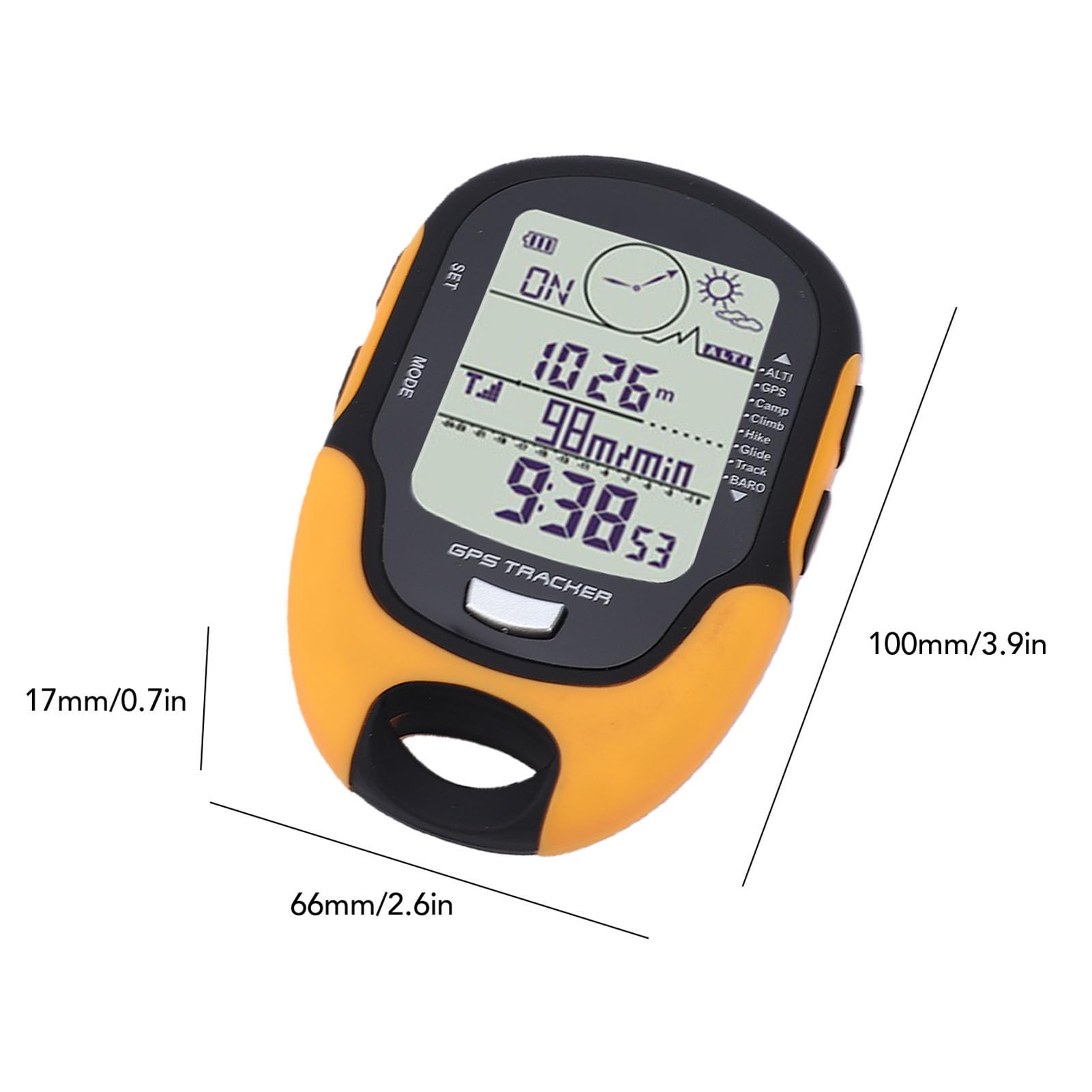 ASHATA Altimetro digitale multifunzionale, previsioni meteo con doppia navigazione, per attività all'aperto, escursionismo, campeggio, materiale ABS, 1000 mAh