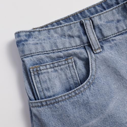 Women's Flower Decal Leg Denim Pants High Waisted Straight Leg Pants Jeans with Pockets4