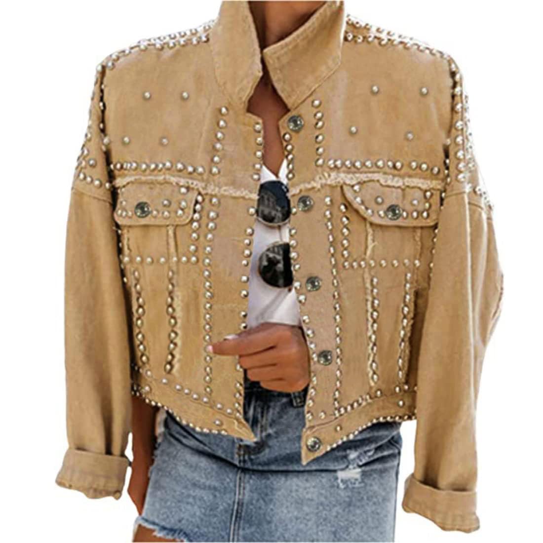Omoone Rivet Studded Denim Jacket