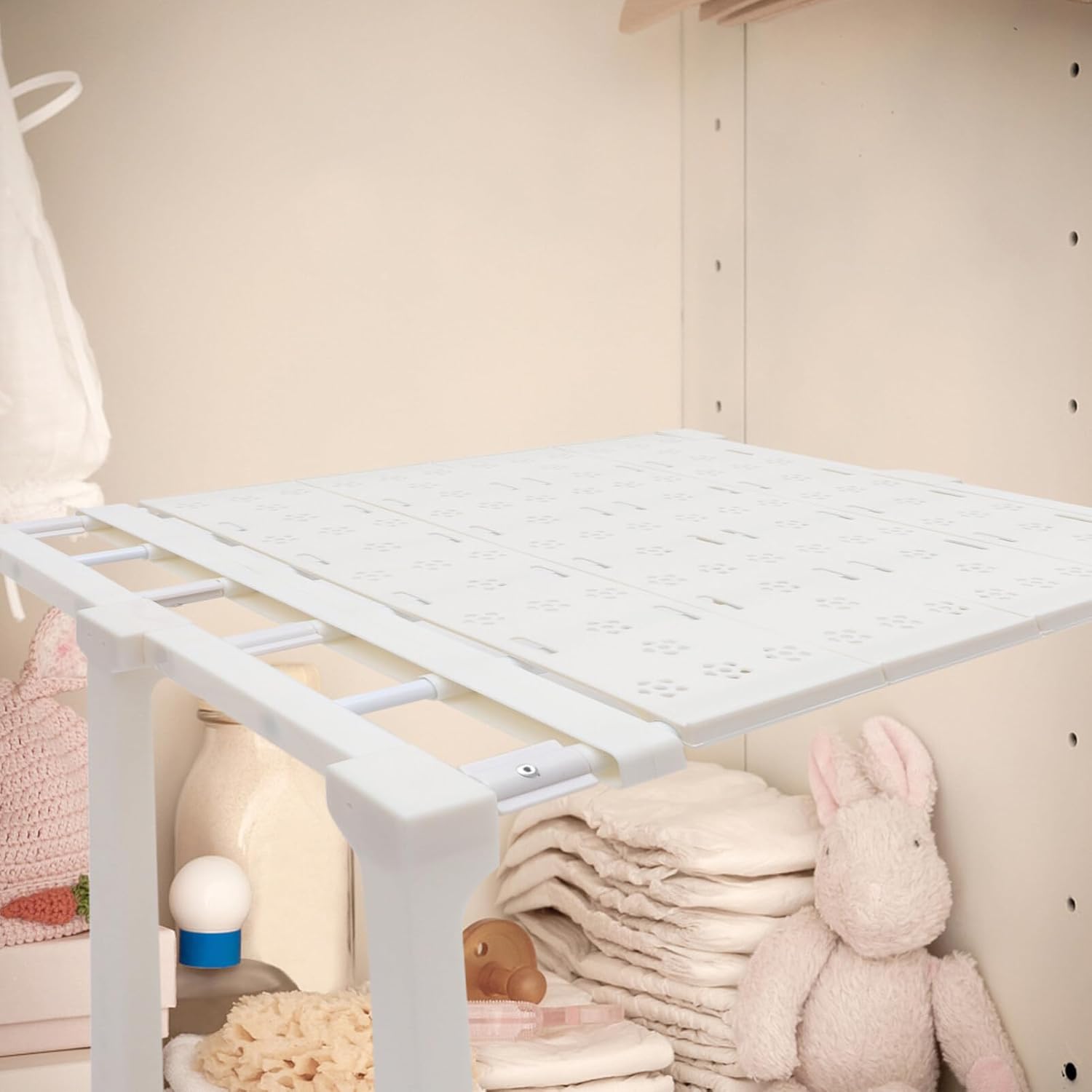 Cabilock Adjustable Storage Shelf Organizer Versatile Closet Rack for Kitchen Bathroom and Wardrobe and Material for Maximizing Space Narrow Areas