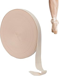 KCGANI 54.7 Yards Ballet Elastic Pointe Shoe Ribbons Roll, 7/8" Wide Stretch Satin Ribbon Roll, Minimalist Ballet Elastic Strap Stretch Ribbon for Women Girl Ballet Shoe Accessories, Ballet Pink