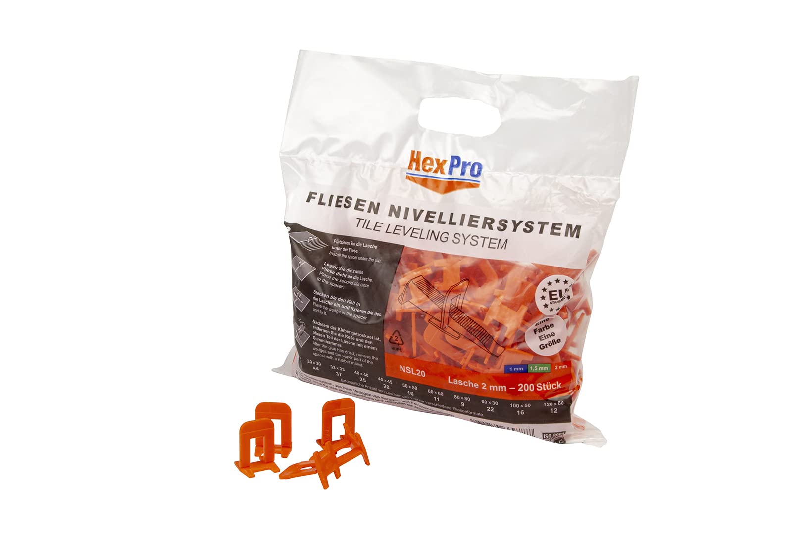 Sistema de nivelación de azulejos, set de ayuda de instalación, grosor de baldosas de hasta 15 mm, lengüetas de 1-2 mm, cuñas para azulejos (4000 lengüetas de 2 mm)