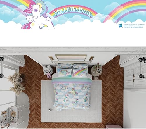 Miniatura 6 de Franco Collectibles My Little Pony Classic Retro Rainbow Bedding - Juego de edredón y sábanas de 7 piezas con funda, tamaño Queen, (producto 100%