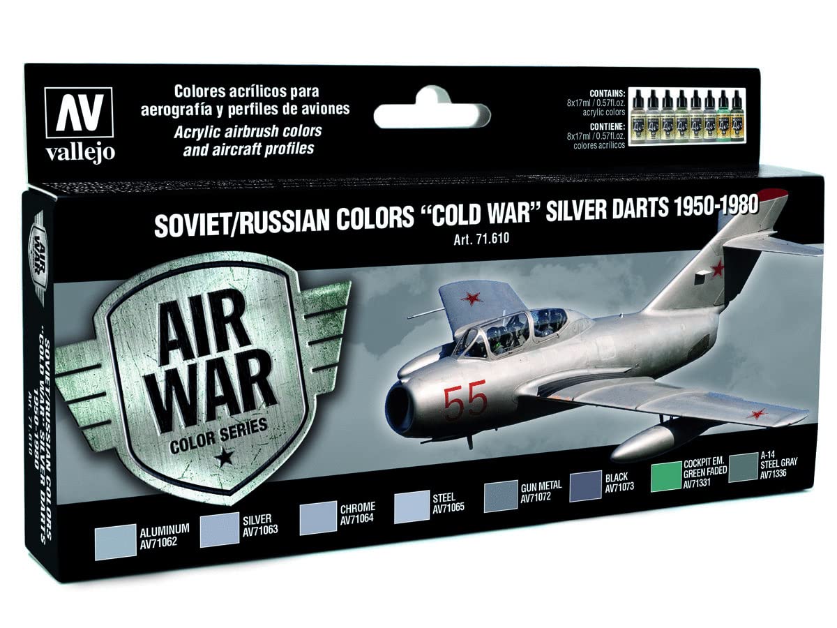VAL71610 - AV Vallejo Model Air Set - Soviet Silver Darts 1950-1980
