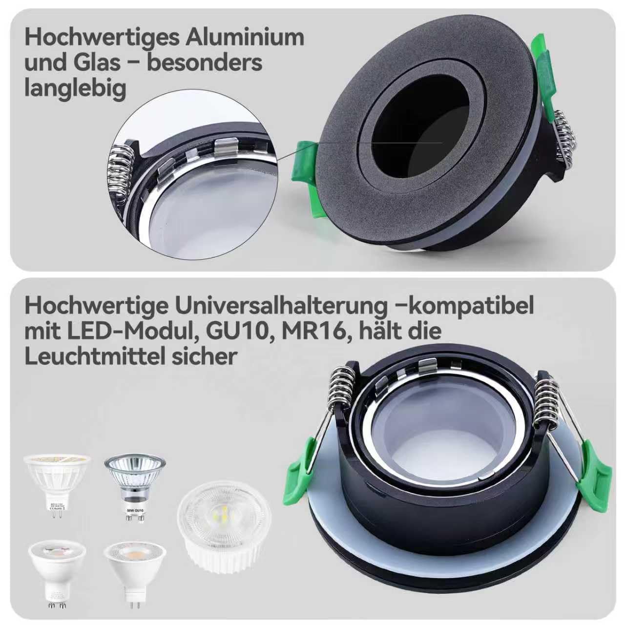 4er Einbaustrahler LED Dimmbar Deckenpots IP65, 5W 550lm Einbauspots 230V Modul, 3000K/ 4000K/ 6500K für Küche Flur, CRI90+ Blendfrei Ø70mm