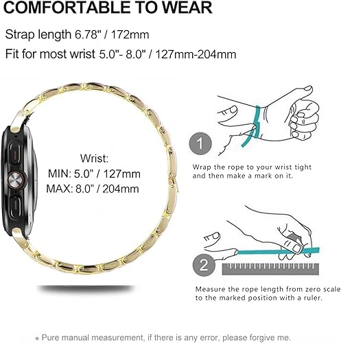 Vista 46 de Correas compatibles con Samsung Galaxy Watch FE / 5/4 de 1.575 pulgadas, correa de metal con diamantes de imitación brillantes de 0.787 pulgadas