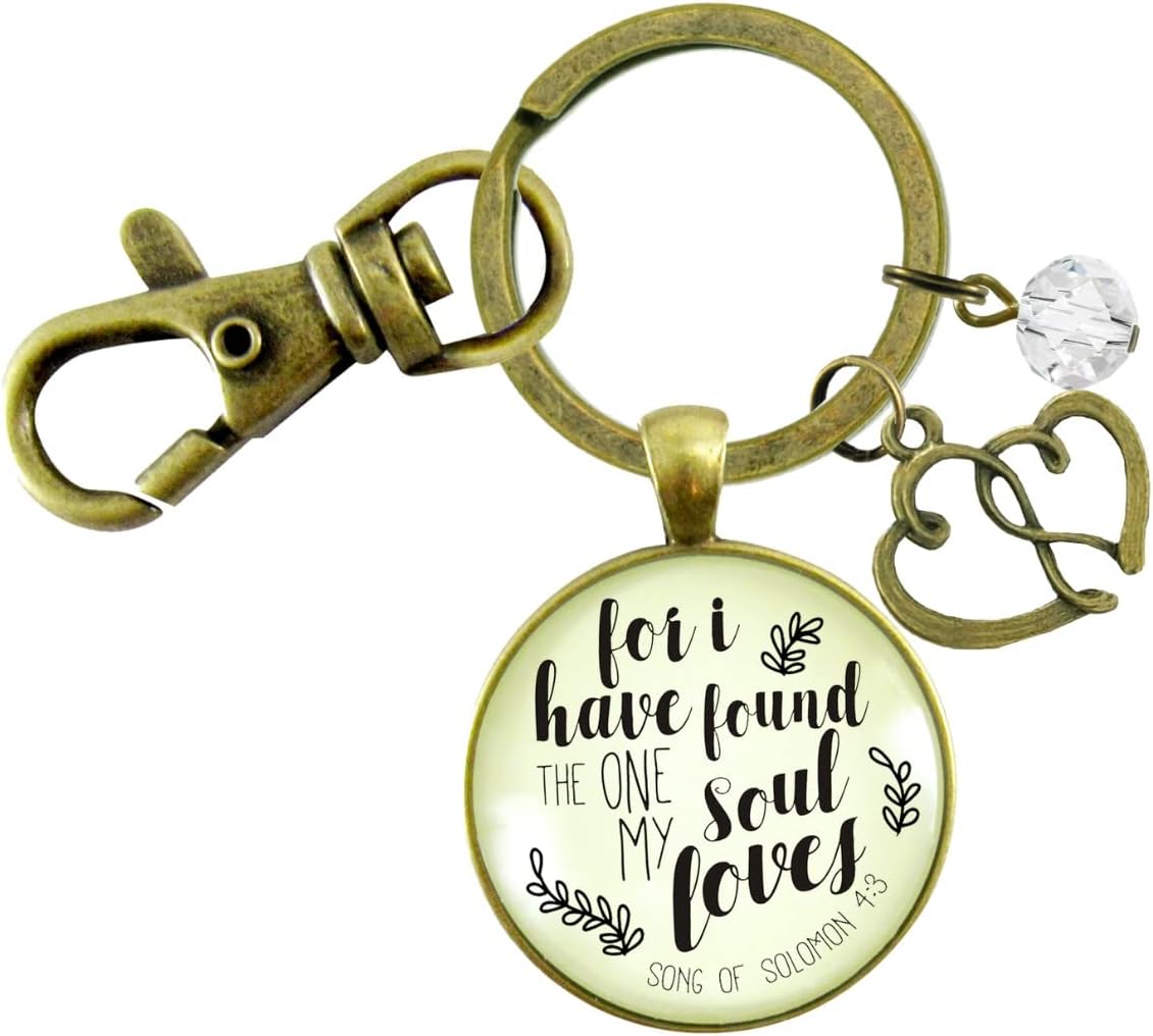 Love My Wife Keychain Sentimental Faith Theme Handmade Message Jewelry Key Ring Fob Purse Clip Gift Box