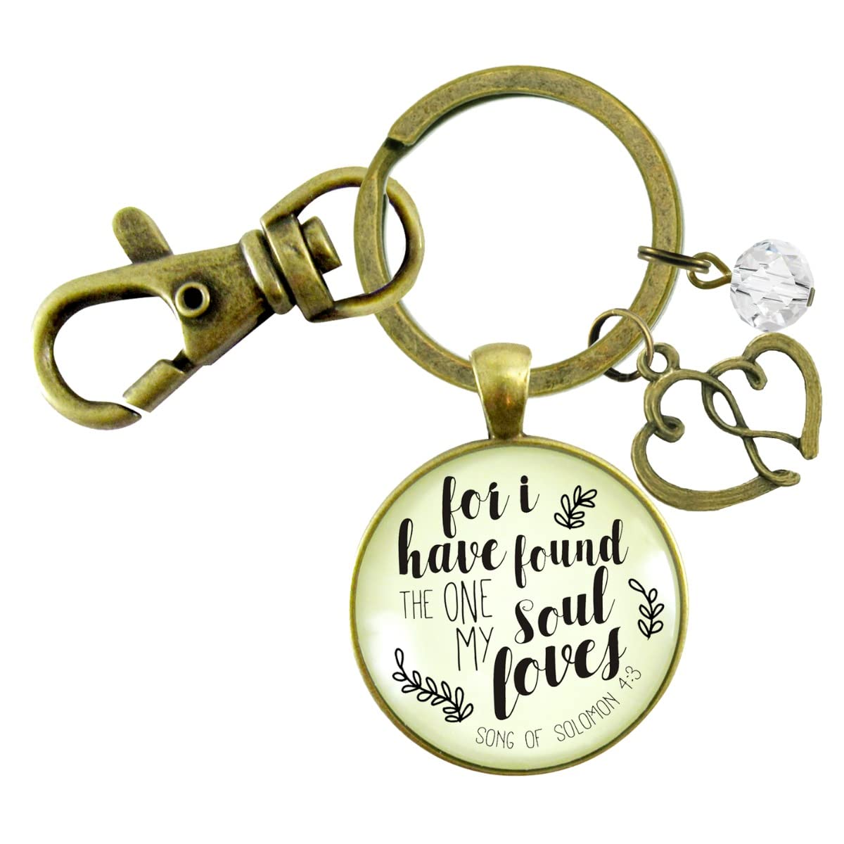 Gutsy Goodness Love My Wife Keychain Sentimental Faith Theme Handmade Message Jewelry Key Ring Fob Purse Clip Gift Box