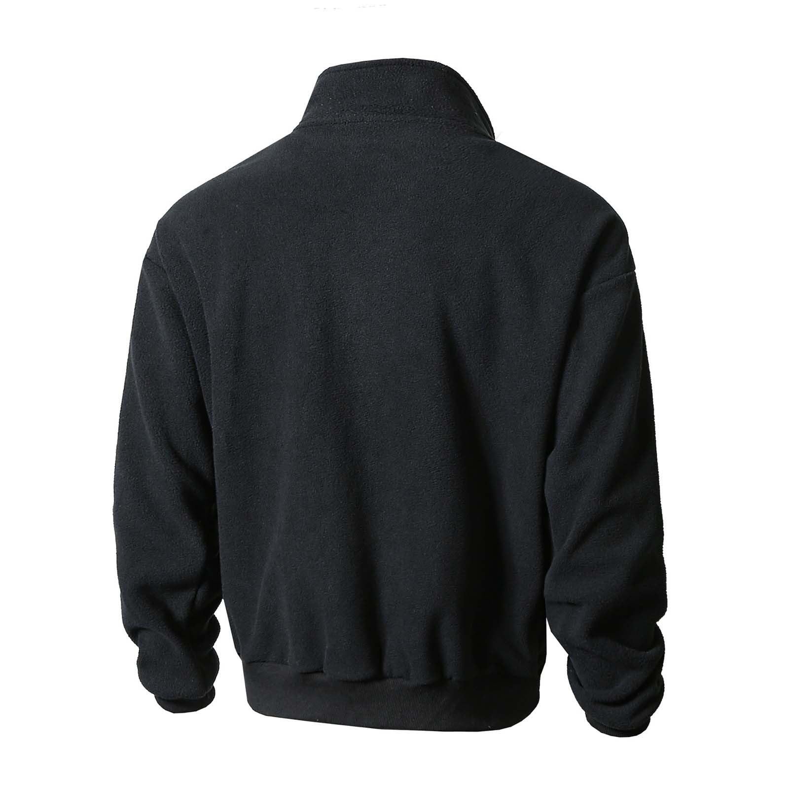 Generisch Tuta da uomo in pile con colletto alto, tuta da jogging in due pezzi, per sport e tempo libero, set di giacca con zip e pantaloni da jogging
