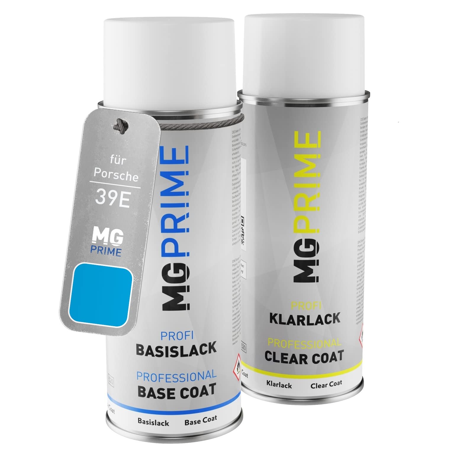 MG PRIME Car paint Spray can set for Porsche 39E / S8 Rivierablau/Riviera Blue Base coat clear coat spray can 400ml