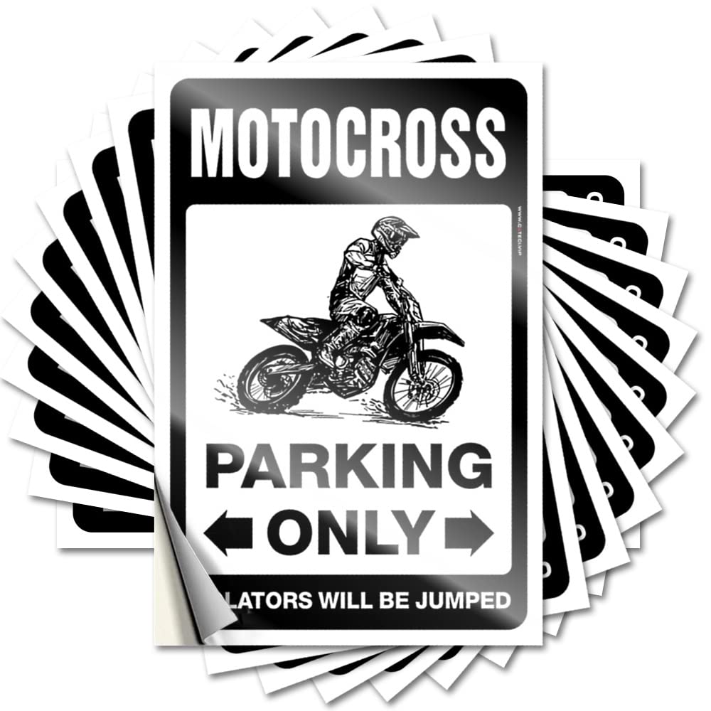 Decals Restroom Accessories Peel and Stick - Motocross Parking Only Helmet Custom Waterproof Vinyl for Travel(12X18CM)