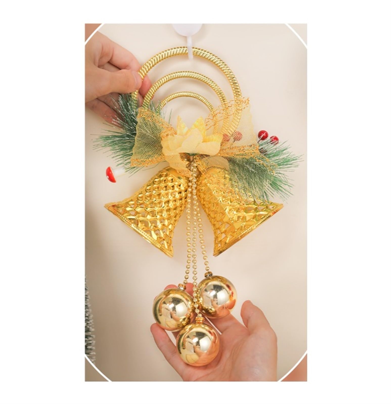 Campanelle Natale Campana Natalizia in Plastica, Ornamento da Appendere con Foro for L'Albero di Natale Decorazioni(Yellow)