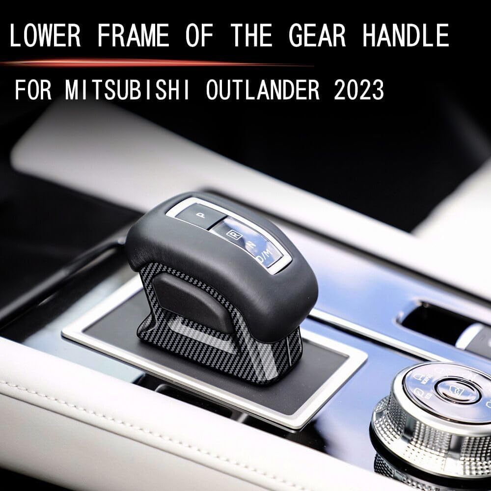Car Gear Shift Knob Cover Automatic Transmission Lever Trim for Mitsubishi Outlander 2023 2024 2025 Accessories, ABS Carbon Fiber Pattern (Carbon Fiber)