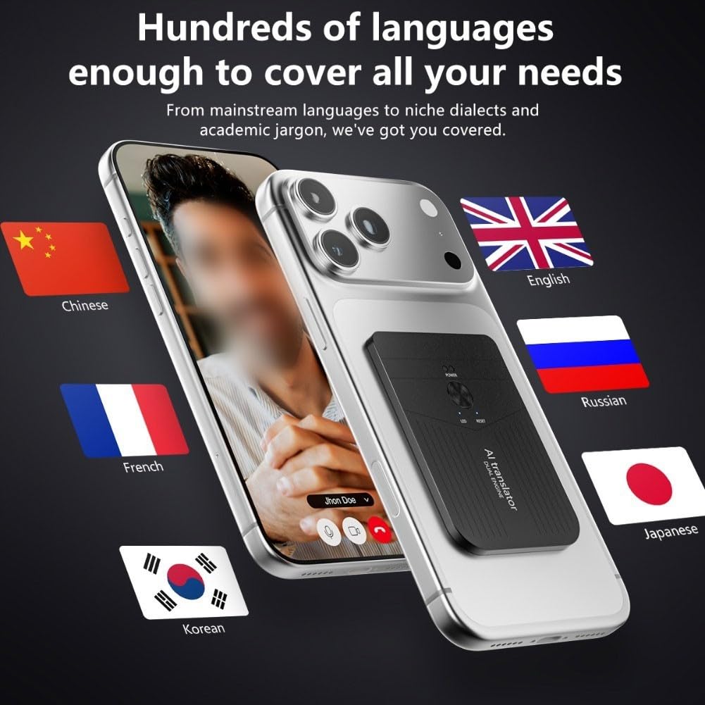 Dispositivo traductor de idiomas AI, más de 140 idiomas, modo en línea/fuera de línea, traducción de fotos de video, carga magnética, conferencia de reunión de viaje portátil, negro