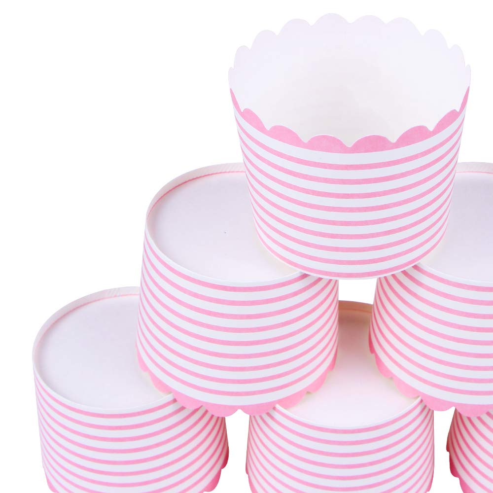 Webake Foremki papierowe do muffinek, 50 sztuk, w różowe paski, foremki do babeczek