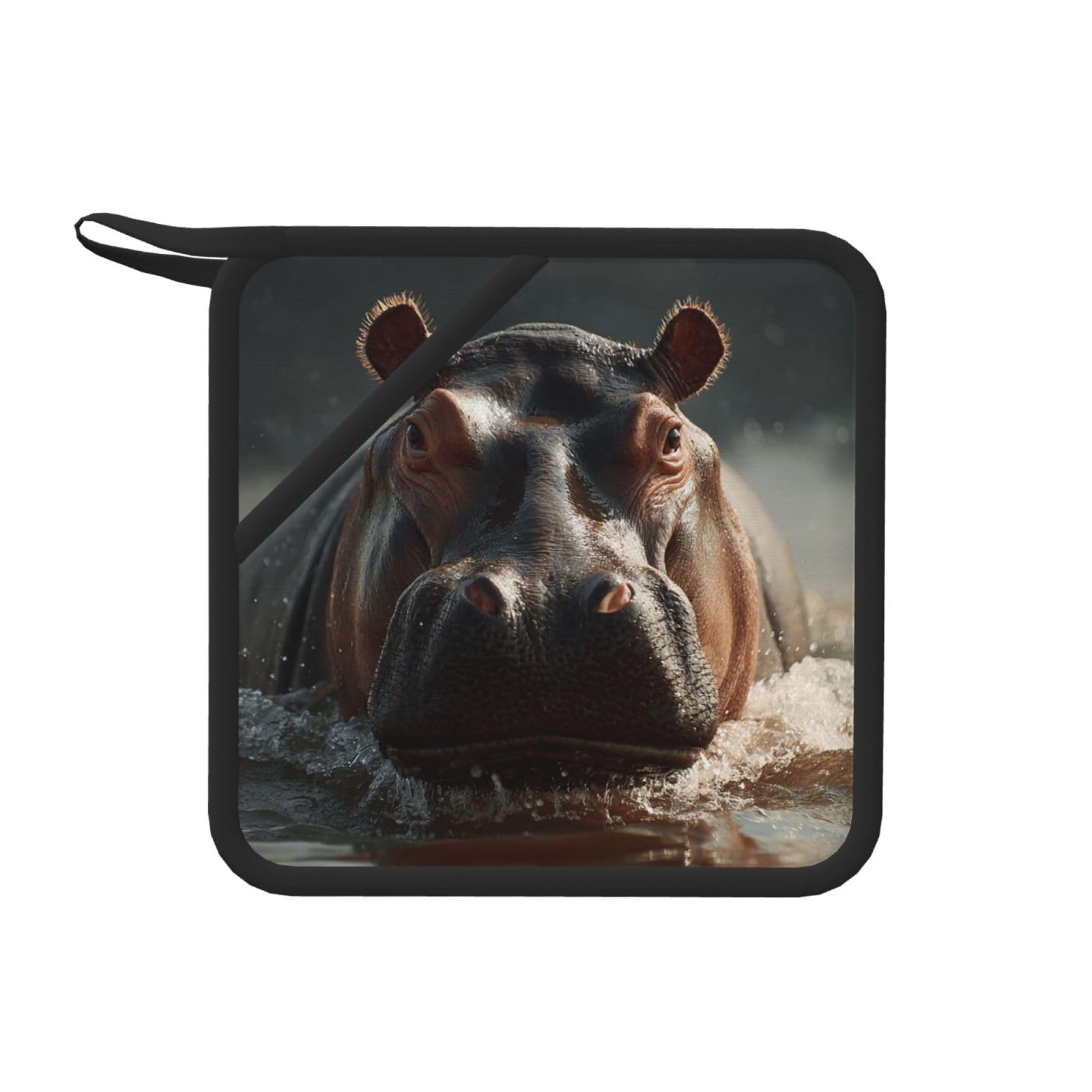 Pot Holders Set of 2 Kitchen Heat Resistant Potholders Hippo Silicone Aunty-hot Pad Cotton Lining Oven Hot Pads for Cooking Baking BBQ Microwave Kitchen