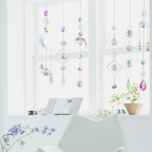 Miniatura 4 de 6 atrapasoles de cristal para colgar en la ventana, con cadena, fabricante de arco iris, prismas de cristal, decoración para el hogar, jardín,