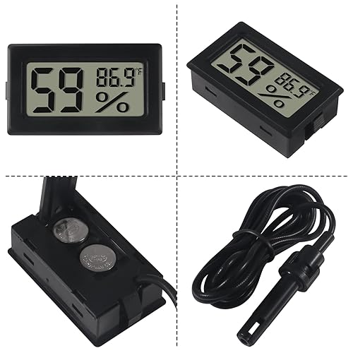 Miniatura 2 de DWEII Paquete de 6 mini termómetro digital higrómetro con sonda de temperatura interior, medidor de humedad y temperatura interior, pantalla LCD