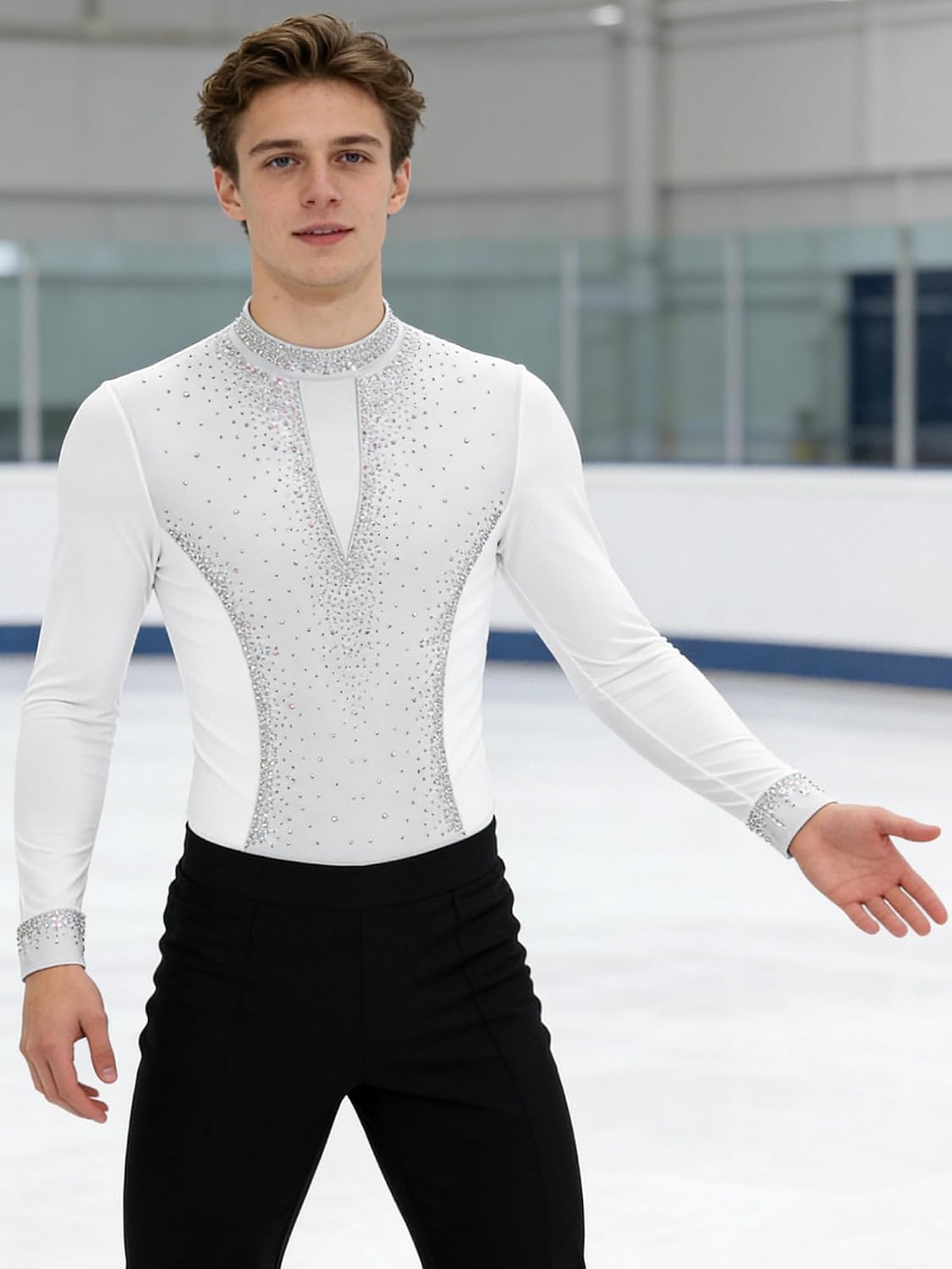 Slim Fit Bodysuit Mens Mesh Latin Dancewear