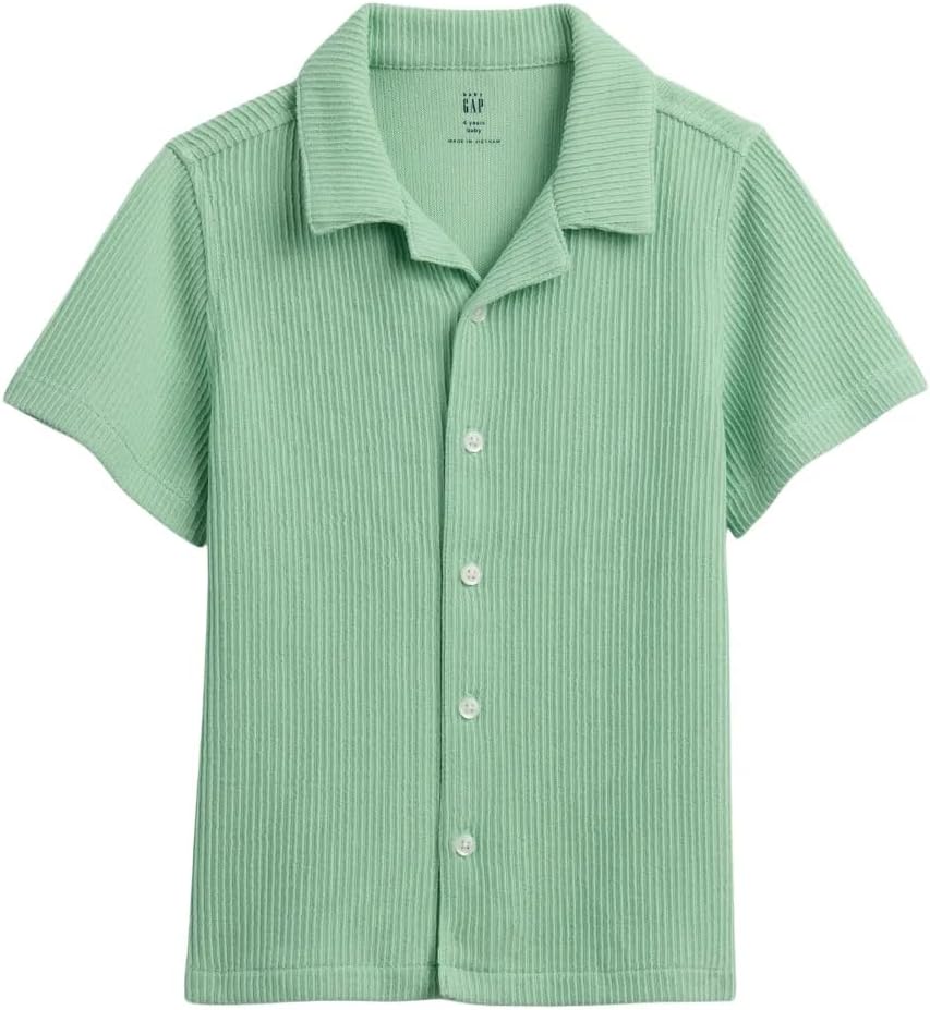 GAP Baby Boys' Short Sleeve Rib Knit Button Front Top