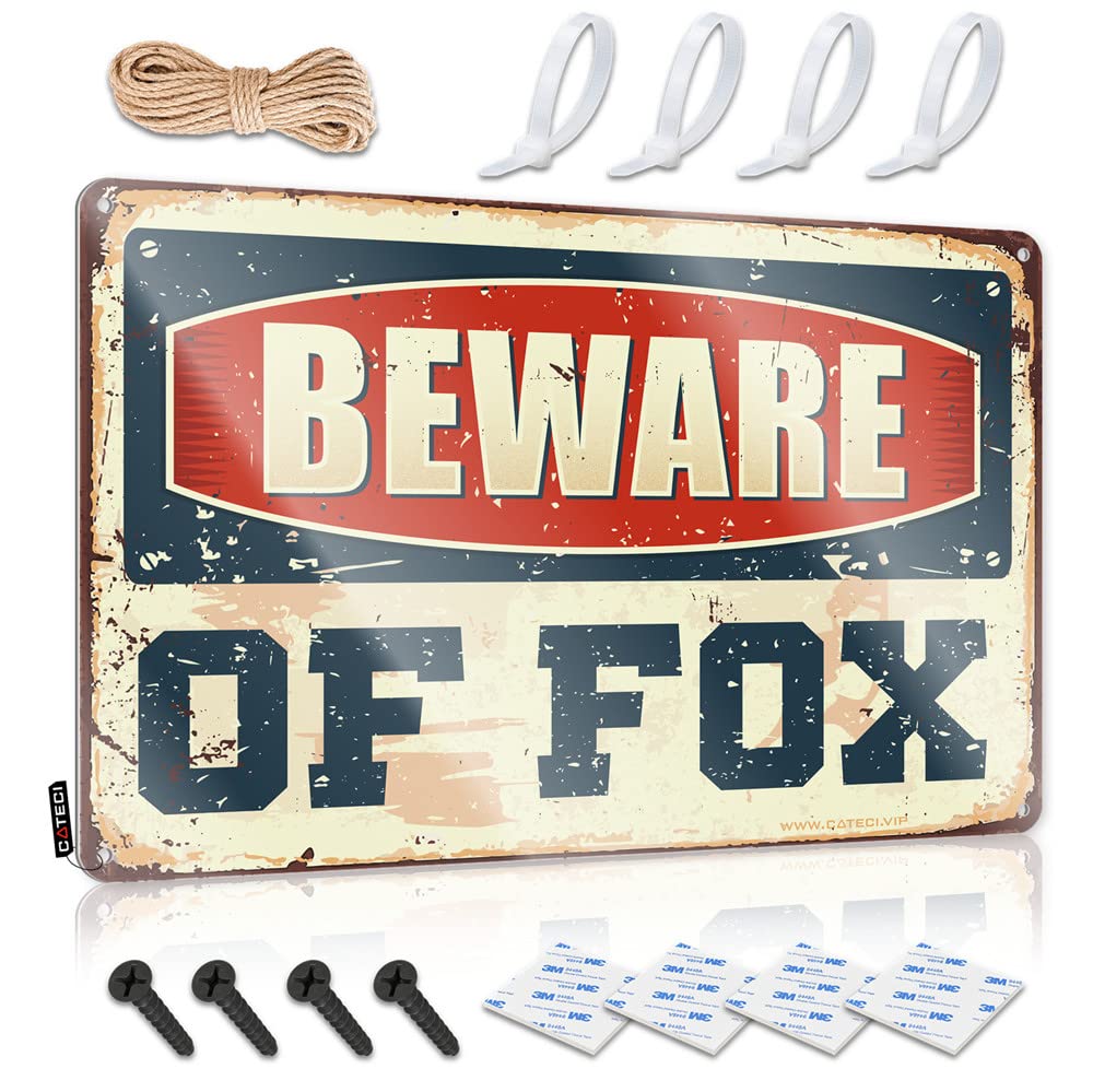 Bar For Man Cave Beware Of Fox Sign Funny Man Cave Signs Sarcastic Metal Signs(20X30CM)