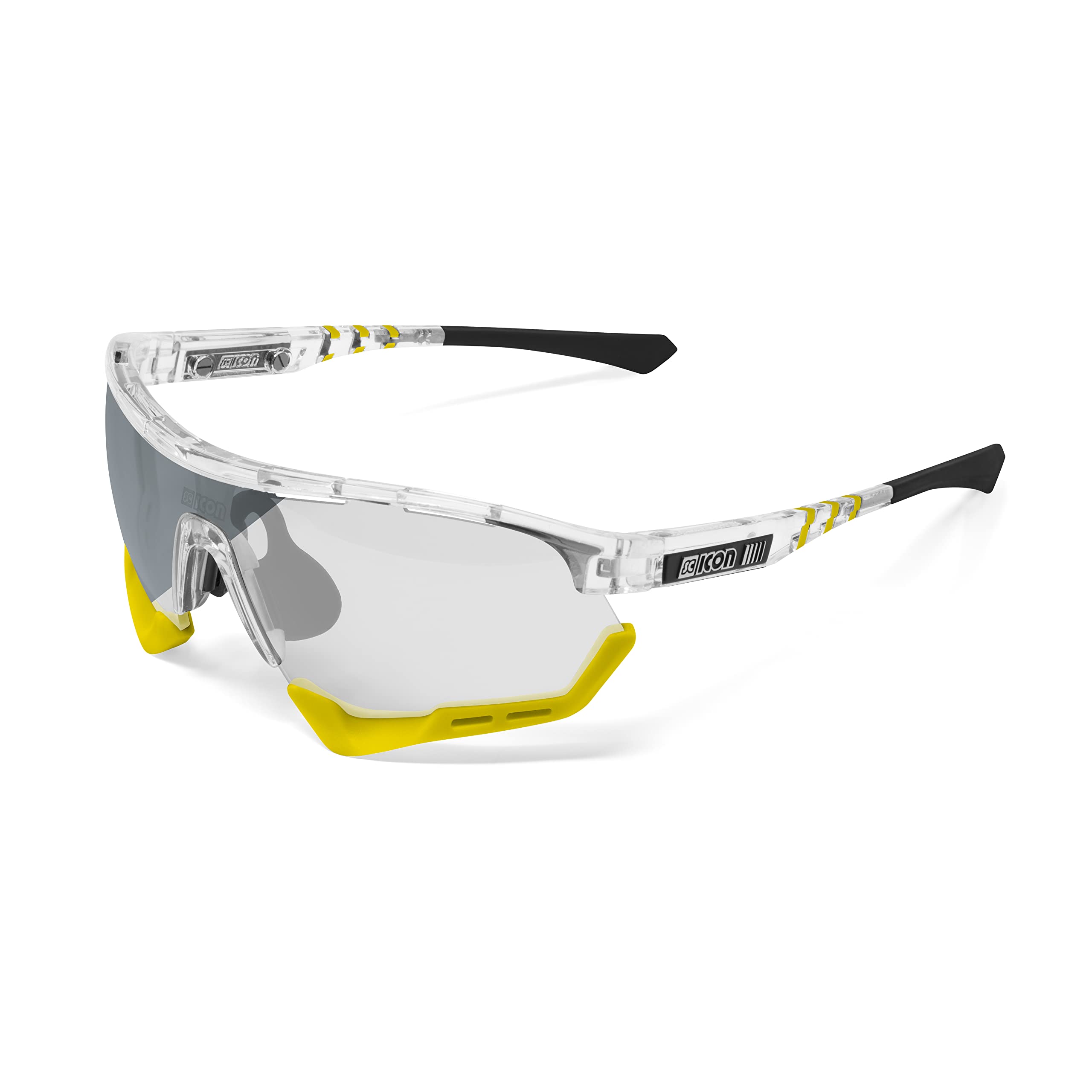 Scicon Gafas de sol deportivas Aerotech-Regular fotocromáticas deportivas de rendimiento (SCNXT fotocrómico espejo plateado/brillo cristalino)