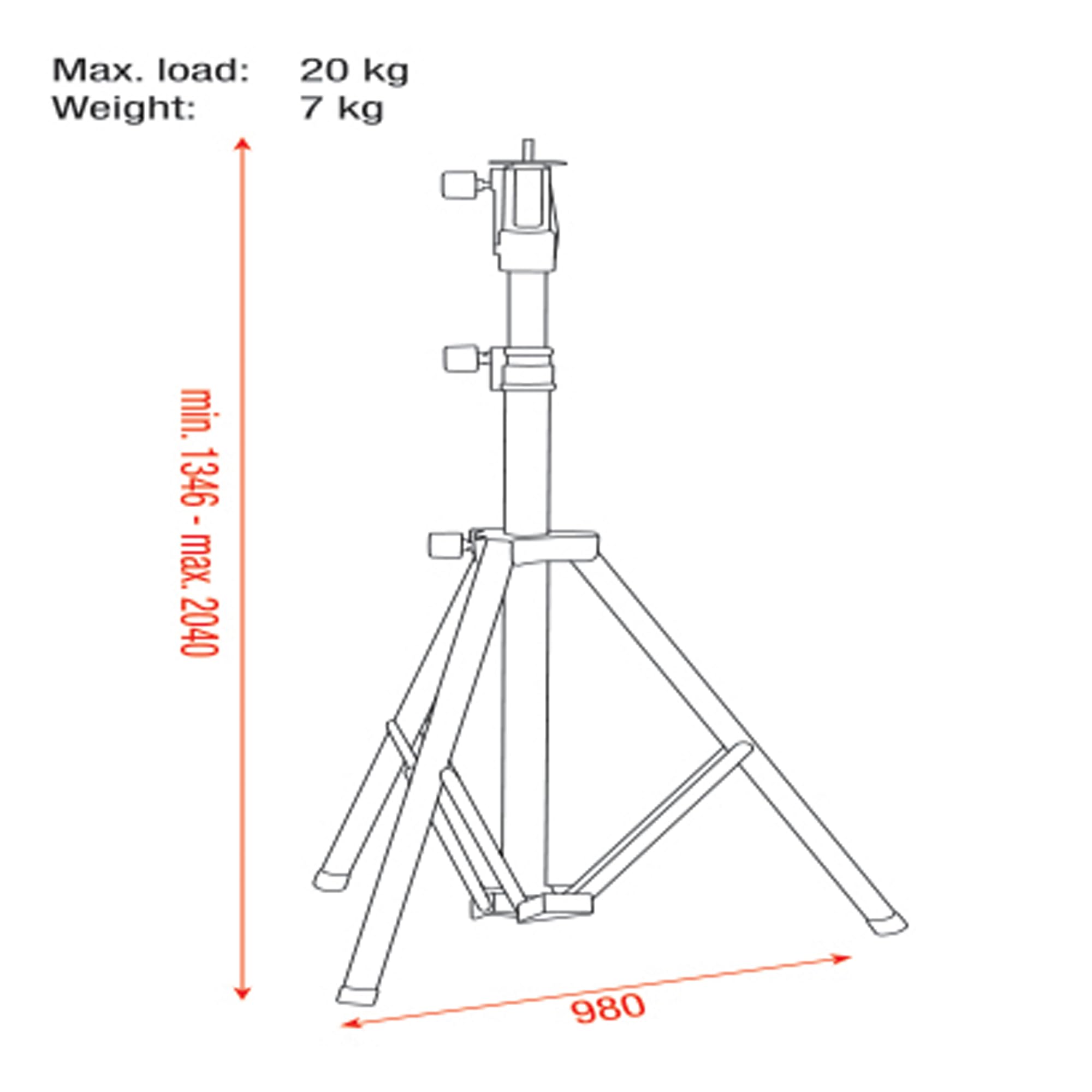 Accessoires éclairage SHOWTEC PIED POURSUITE SHOWTEC 1346 A 2040 MM ADAPTATEUR 28 MM Stands