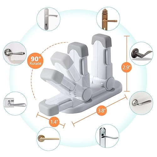 Miniatura 7 de Cerradura de palanca de puerta (paquete de 3) cerraduras de puerta para seguridad de niños, pomo de puerta a prueba de bebés, cerraduras de