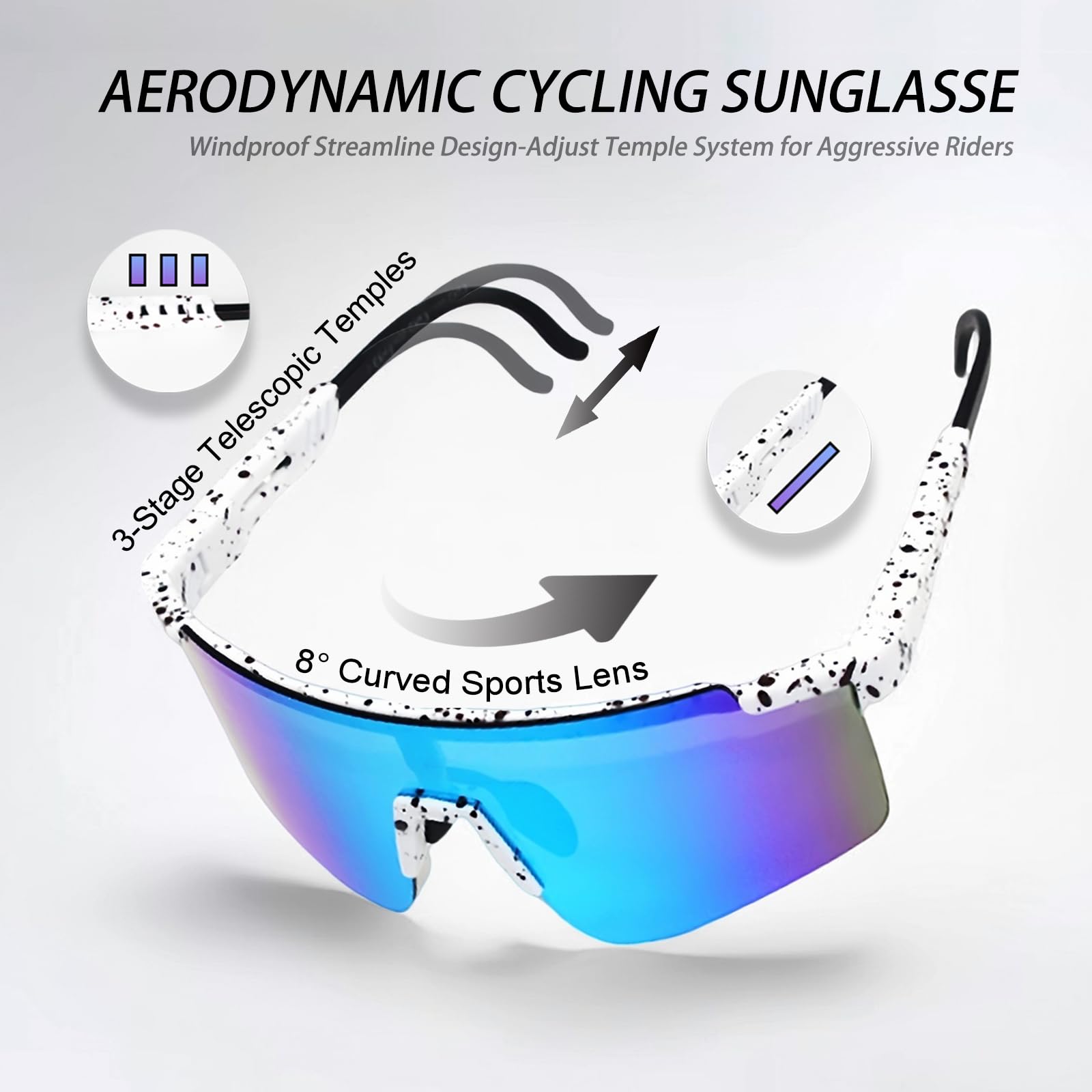 Occhiali Ciclismo Uomo e Donna, Occhiali da Sole Sportivi Protezione UV400, Occhiali Veloci per Equitazione, Sci, Escursioni, Pesca, Regalo per la Festa del Papà