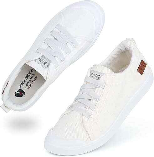 JENN ARDOR - Tenis de lona para mujer, mocasines de meter, moda estilo casual 2022, punta redonda, suaves, cómodos, zapatos planos para caminar