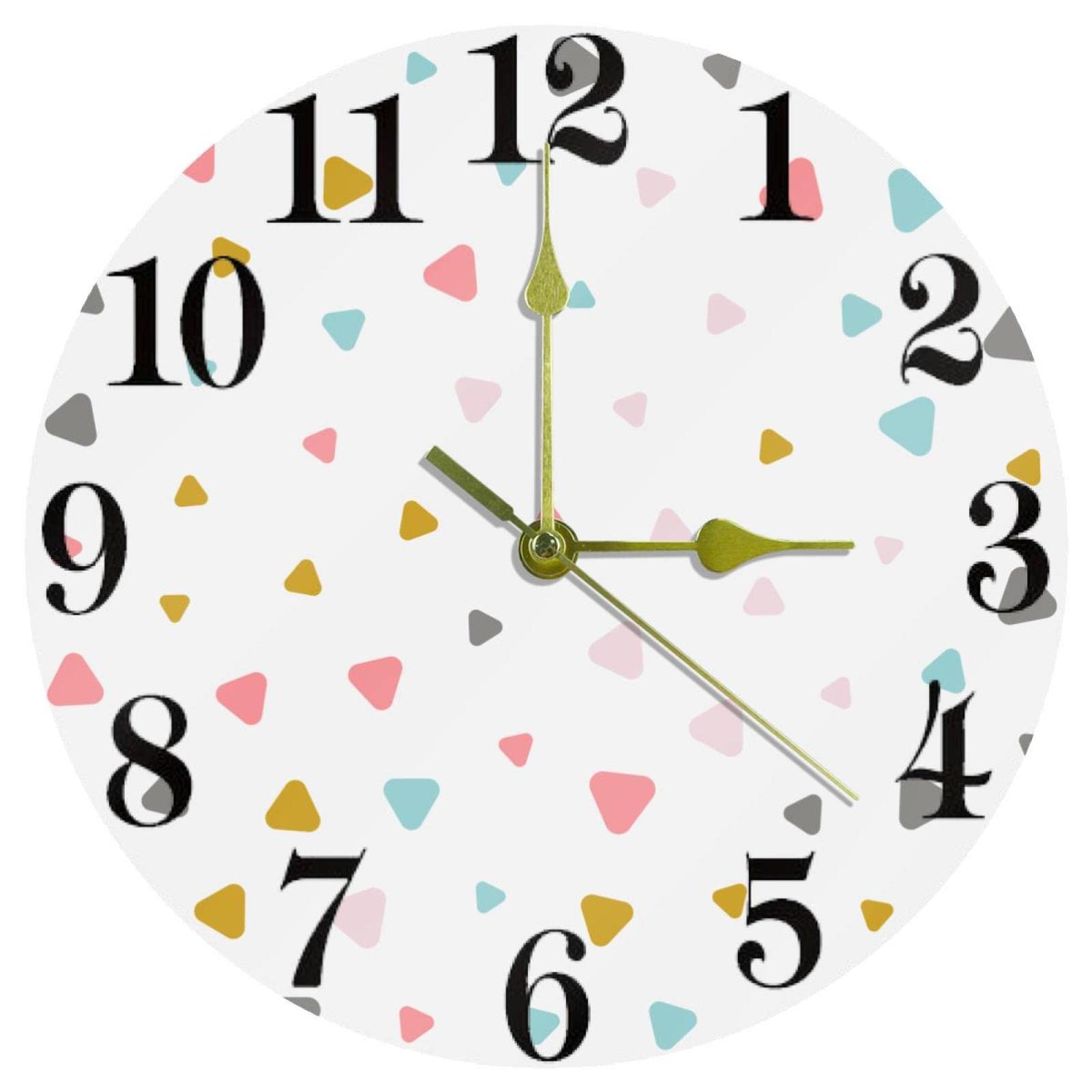 Horloge murale silencieuse pastel à motif géométrique pour une ambiance zen