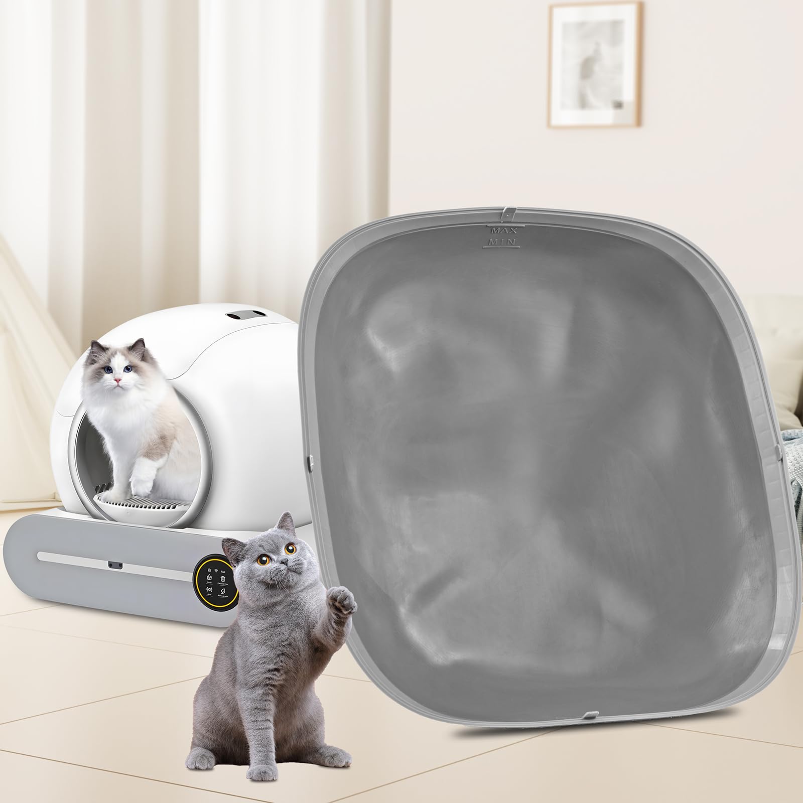 Bandeja de Silicona Impermeable para Arenero Automático, Base Antifugas para Caja de Arena para Gatos, Fácil de Limpiar, Protector de Suelo