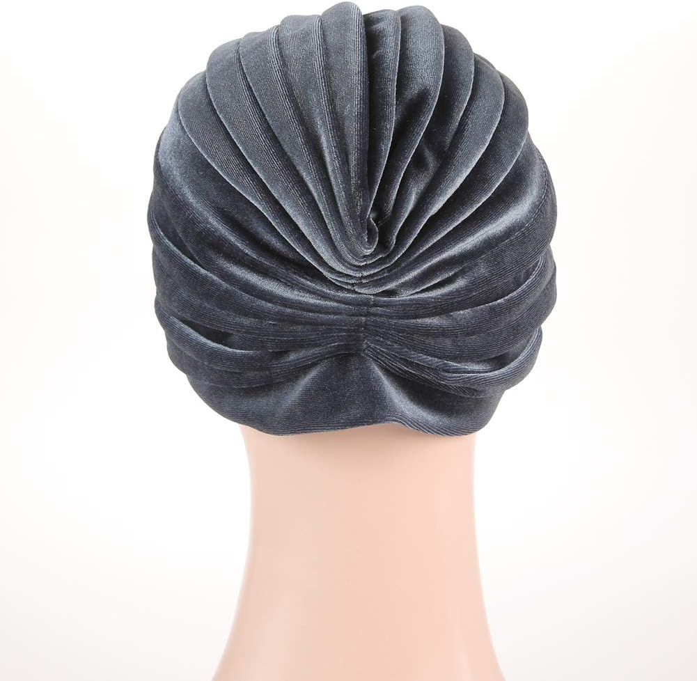 beauty YFJH Pleated Stretch Ruffle Women's Velvet Chemo Turban Hat Wrap Cover - Image 6