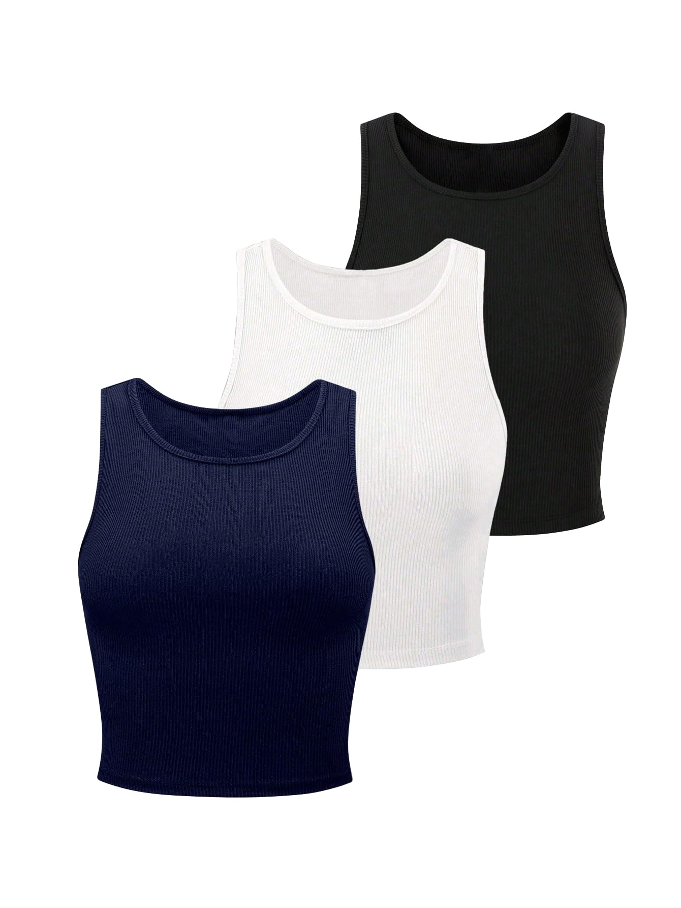 Toochki Confezione da 3 magliette corte, da donna, in cotone, stile casual