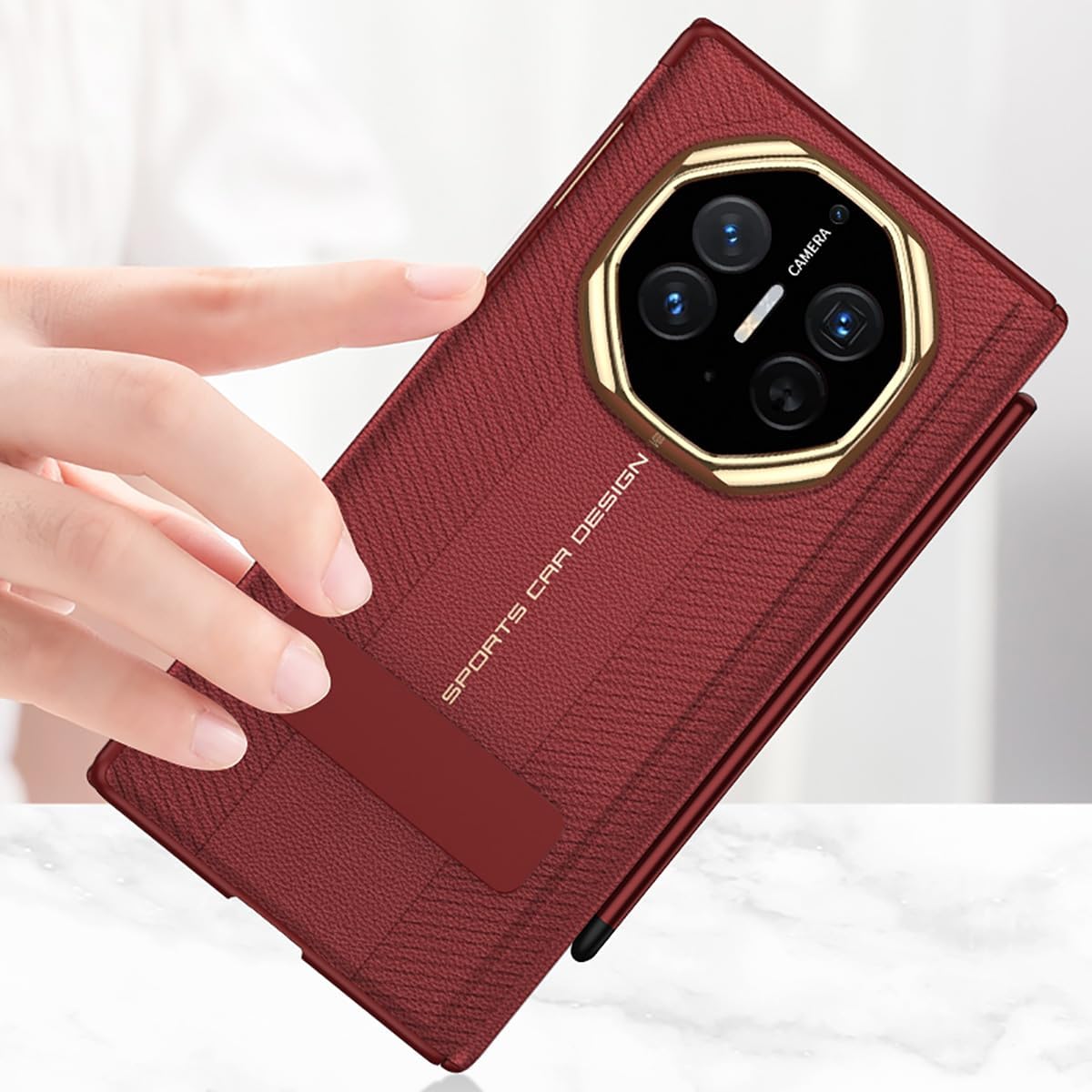 to Come Case for Mate XT, 3-Fold Magnetic Leather Shell with Front Screen Protector + Holder, Phone Cover with Stylus for Huawei Mate XT-White