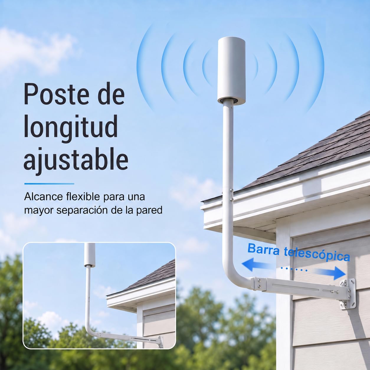 Mástil de Antena para Antenas de TV, satélite, Radio y WiFi